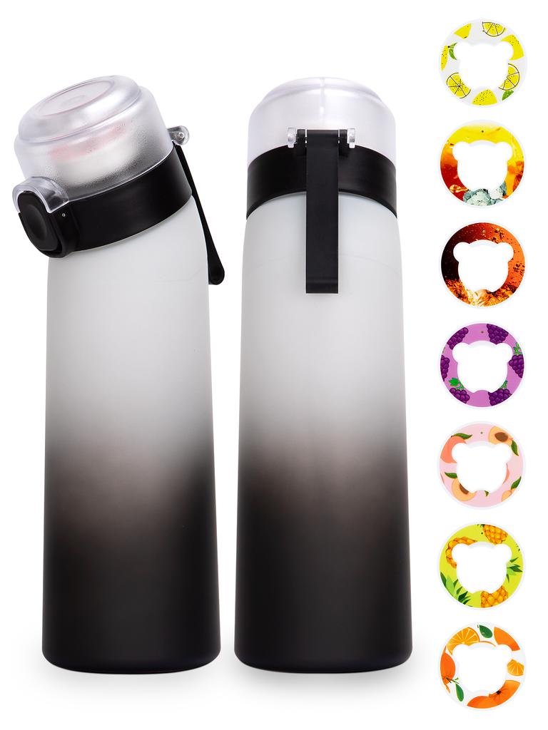 1 Stück 650ml Aromatisierte Wasserflasche mit Zufälligen 1 Aromapod Luftwasserflasche Mattiertes Schwarz Luft Camping Fitness Sportbecher