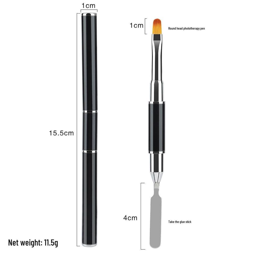 Dual-Use Nail Art Pen: Cross-Border Double-Headed Light Therapy & Glue Remover with Cap, Stainless Steel Pusher, and Embossing Extension