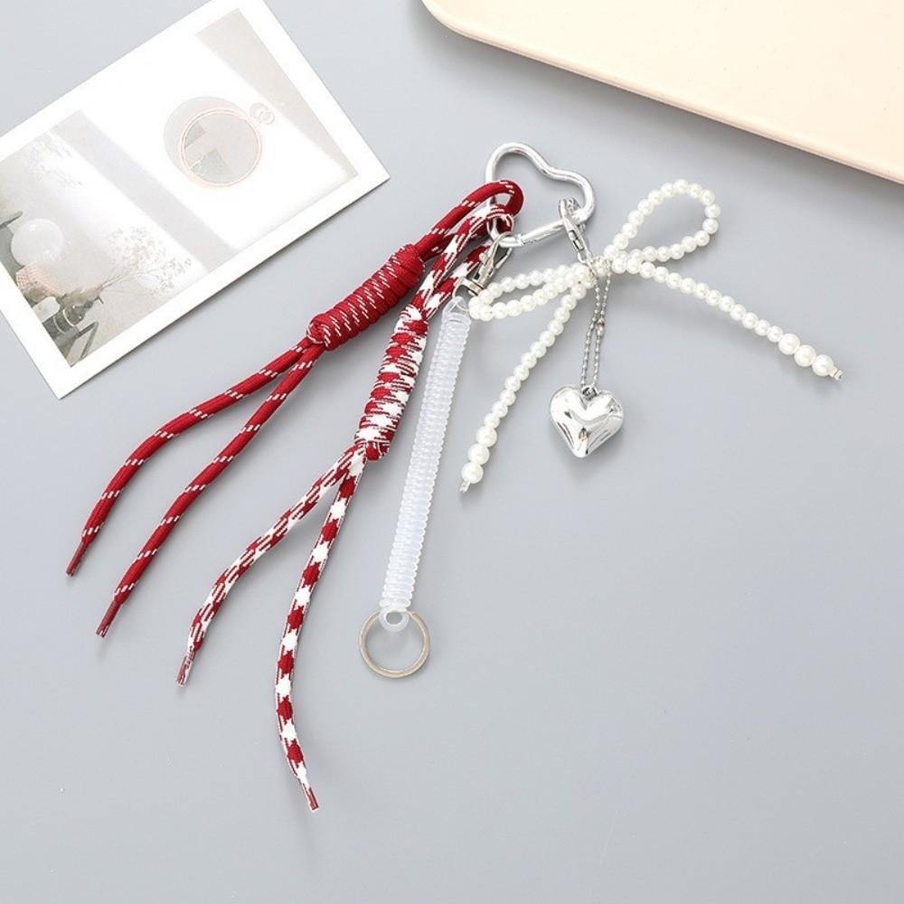 Phone Case Hanging Ornaments Heart Charms Keychain Y2k Rope Keychain Fashion Bowknot Key Ring
