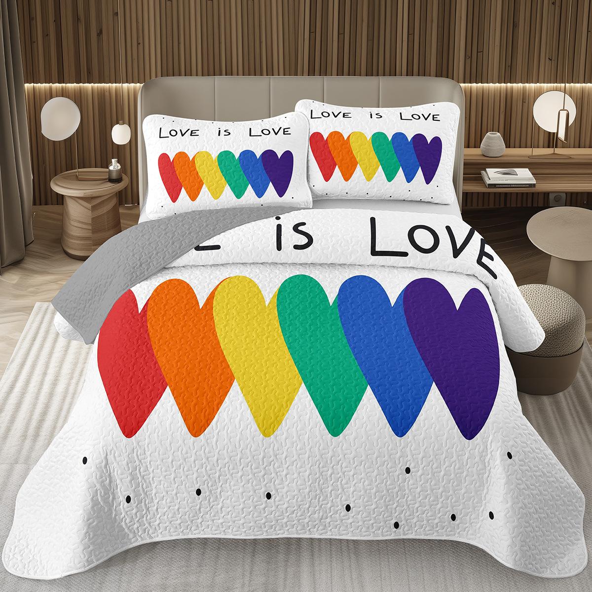 

Rainbow Bedspread Queen/Full People Celebrating International Day for LGBT Community Quilt Set Colorful Rainbow Striped Coverlet EU Single 135x200cm