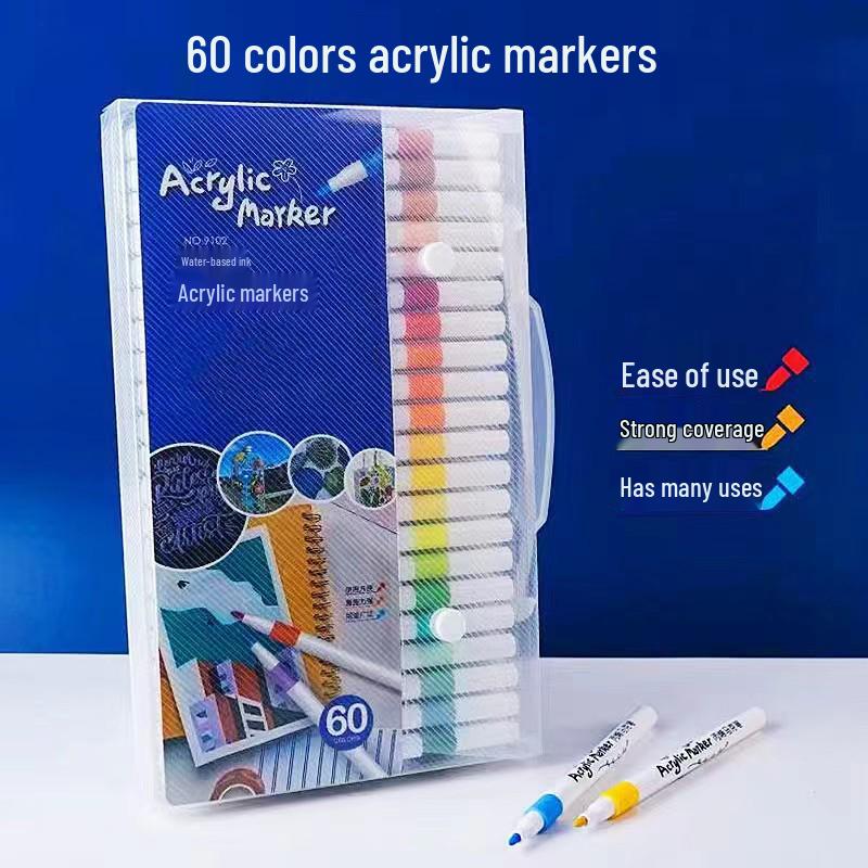 Schnelltrocknende Acrylmarker - 24 Farben, Nicht ausblutend, Schichtbare Aquarellstifte für Kinder-Graffiti und Kunst