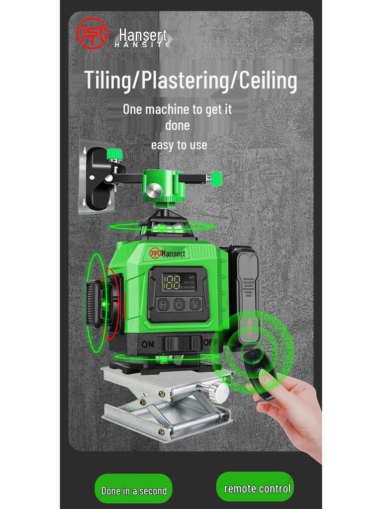 16-line High Precision Green Laser Level with Automatic Leveling for Indoor/Outdoor Use