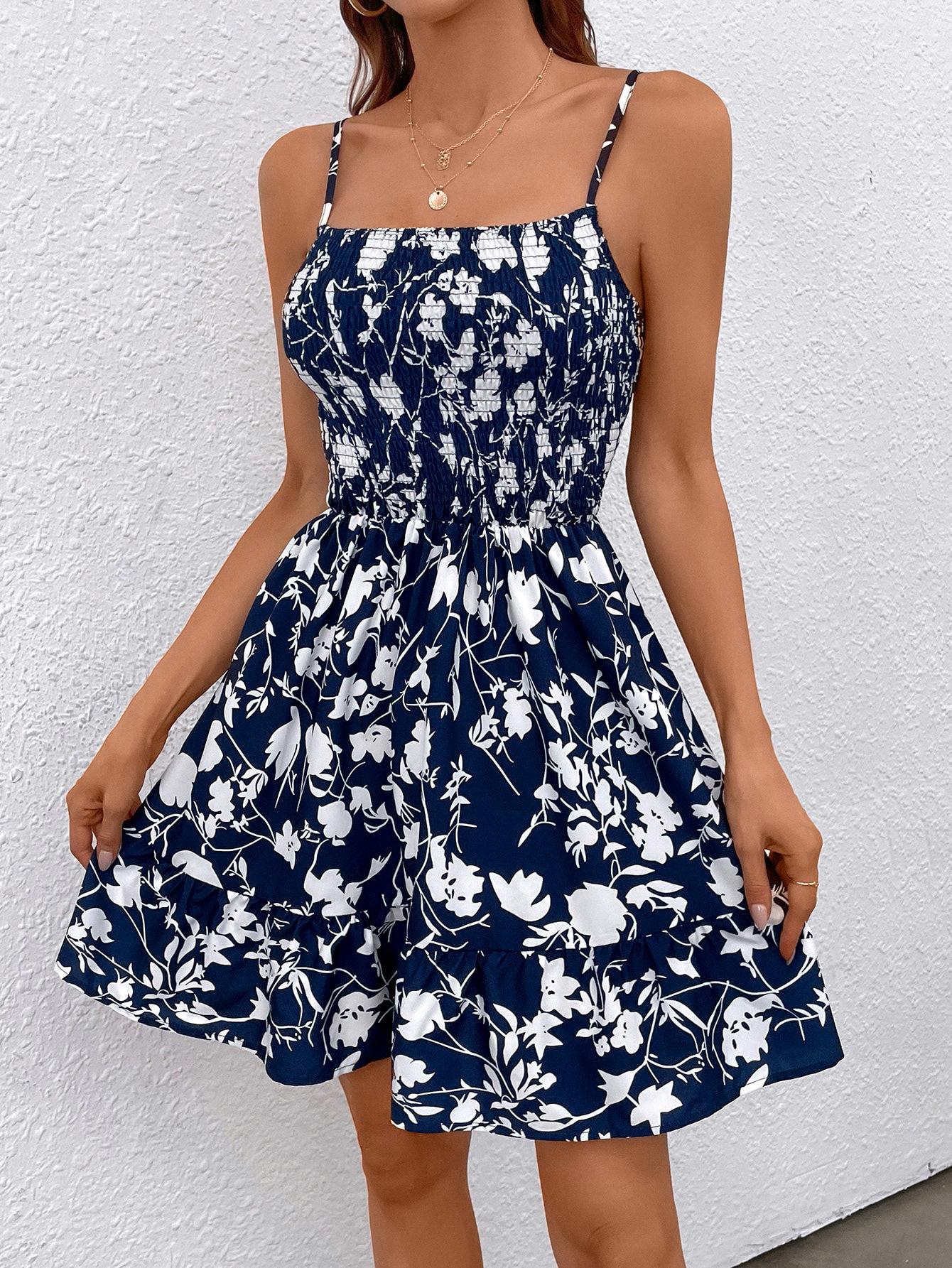 

2025 Summer Women s Printed Waist Sexy Tube Top Suspender Dress XL