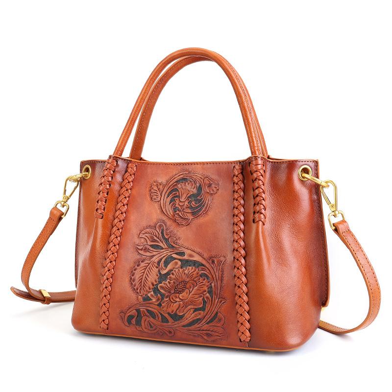 Tote Bag Lady's Handbag - Vegetable Tanned Cowhide Crossbody Bag