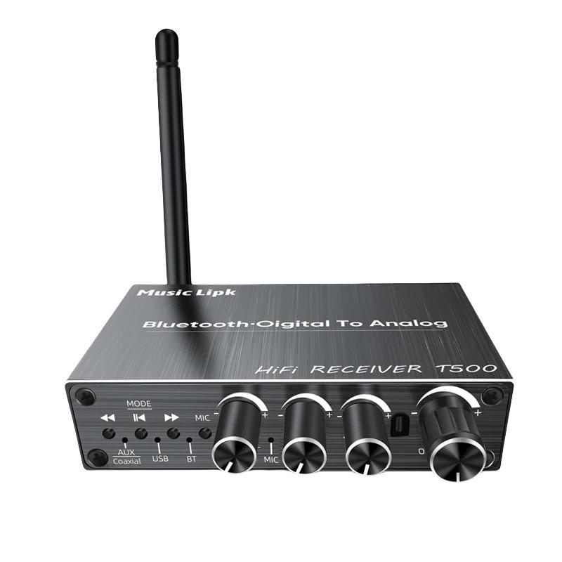 T500 DAC Bluetooth 5.4 Audio Receiver Digital To Analog Converter 3.5mm AUX RCA Coaxial USB U-Disk Karaoke Stereo Wireless Adapter