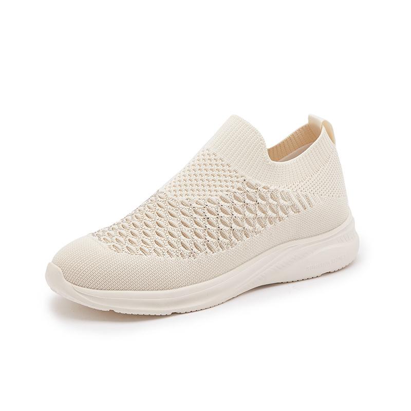 High Quality Slip-On Women Walking Shoes Mesh Lightweight Breathable Women Sports Shoes Fashion Rhinestone Wedge Sneakers Women