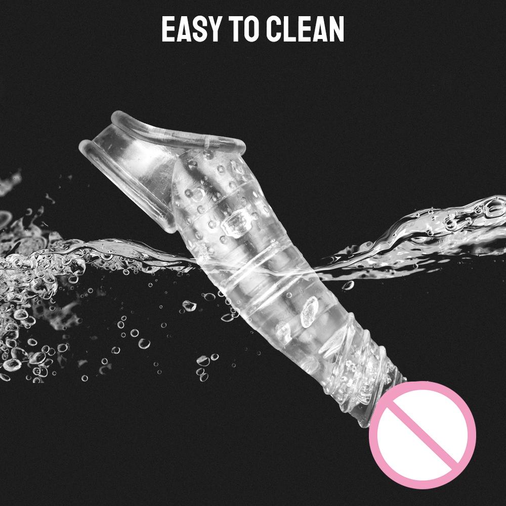 Delay Ejaculation Elastic Crystal Penis Ring Male Reusable Condoms Testis Bondage Cock Extender Sleeve Sex Toys for Men