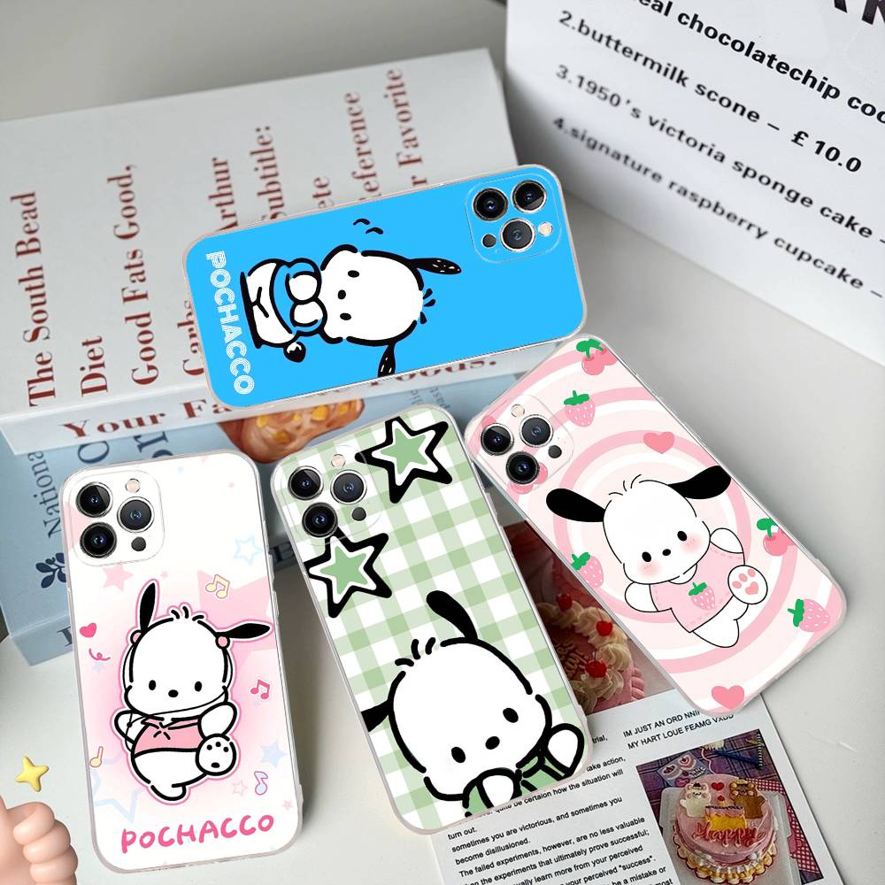 Cute P-Pochacco Transparent Soft Phone Case For iPhone 15 12 14 16 17 13 Plus 11 Pro Max 13 Pro