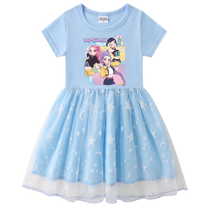Vestido de Princesa con Lentejuelas Arcoíris de Manga Larga Kpop Demon Slayer para Niñas
