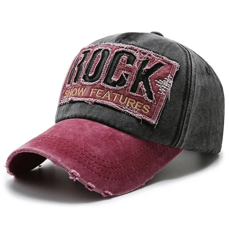 

Vintage Letter ROCK Embroidery Baseball Cap Fashion Hip Hop Dad Trucker Hat Unisex Summer Sunshade Sport Hats Adjustable