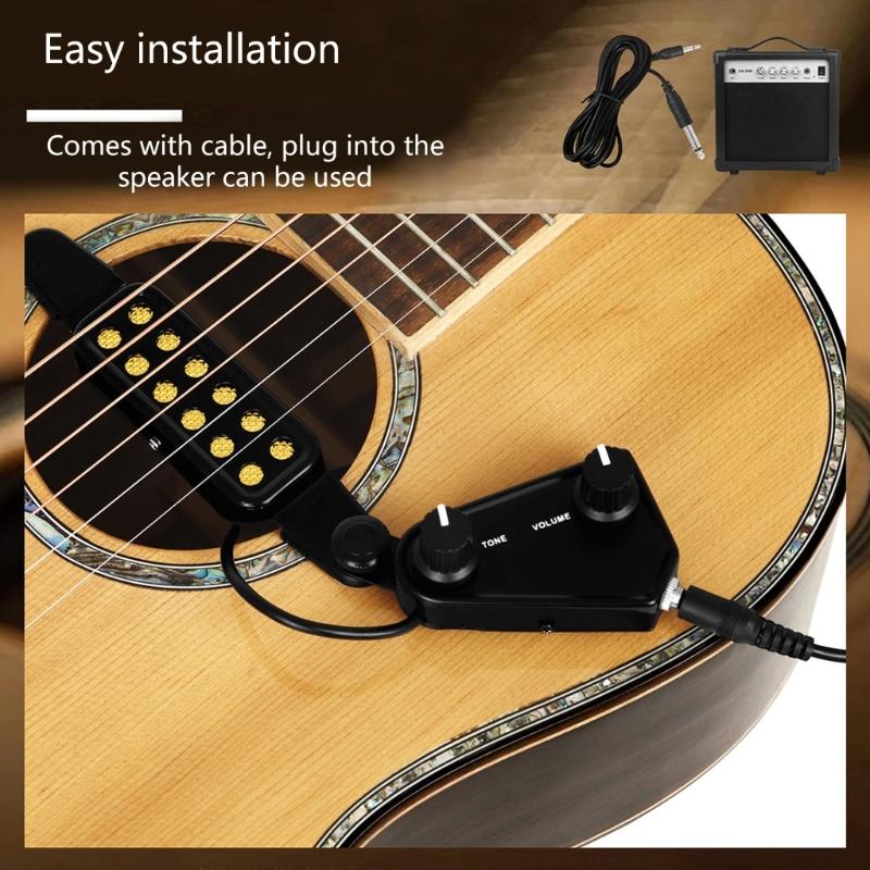 Guitar Soundhole Transducer Amplifier 10ft Cable for Acoustic Classical Guitars
