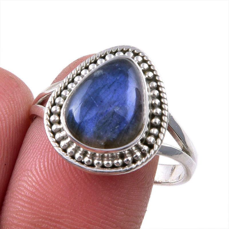

Natural Labradorite Gemstone 925 Solid Sterling Silver Jewelry Ring S.9.5 j0s18