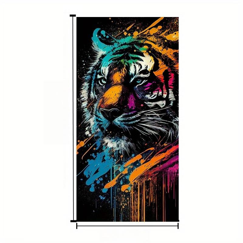 Extragroßes Buntes Tigerprint Strandtuch Weich Leicht Schnelltrocknend für Schwimmen Yoga Camping Reisen Polyester Decke
