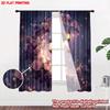 Set Of 2 Flat Printing Happy Valentine Day Curtain Crescent Wreath Color Light Digital Printed Polyester Drapes Curtains Made