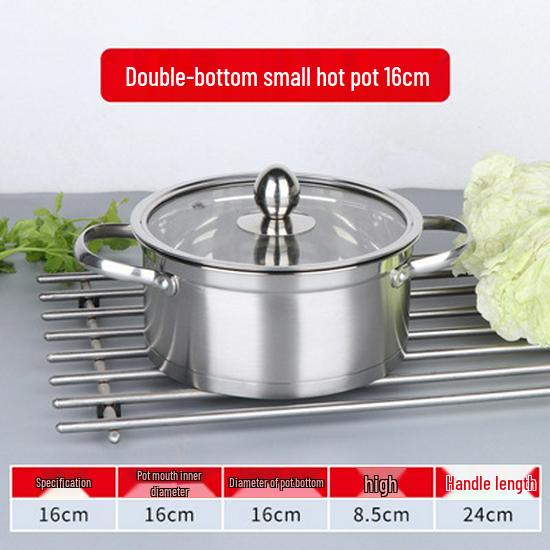 Stainless Steel Single-Serve Mini Hot Pot with Induction Compatibility and Extra Thick Design for One Person