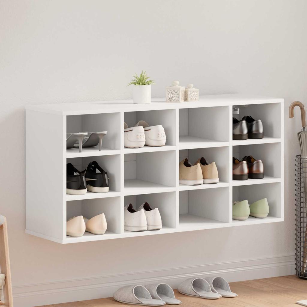 Shoe Cabinet with Shelf White 103 x 30 x 51 cm Engineered Wood