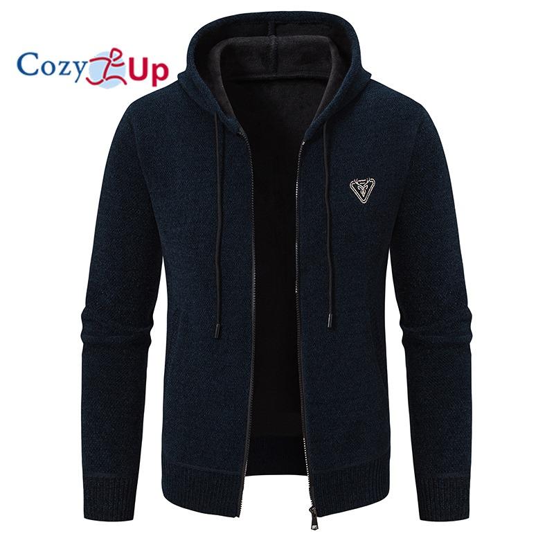 Cozy Up Giacca da Uomo con Cappuccio Lavorazione a Maglia Larga Cappotto Casual