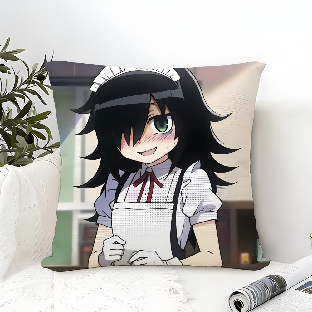 Anime Character Tomoko Kuroki Pillow Case Cotton Linen Fabric Square Zipper Pillowcase Home Decorative Living Room