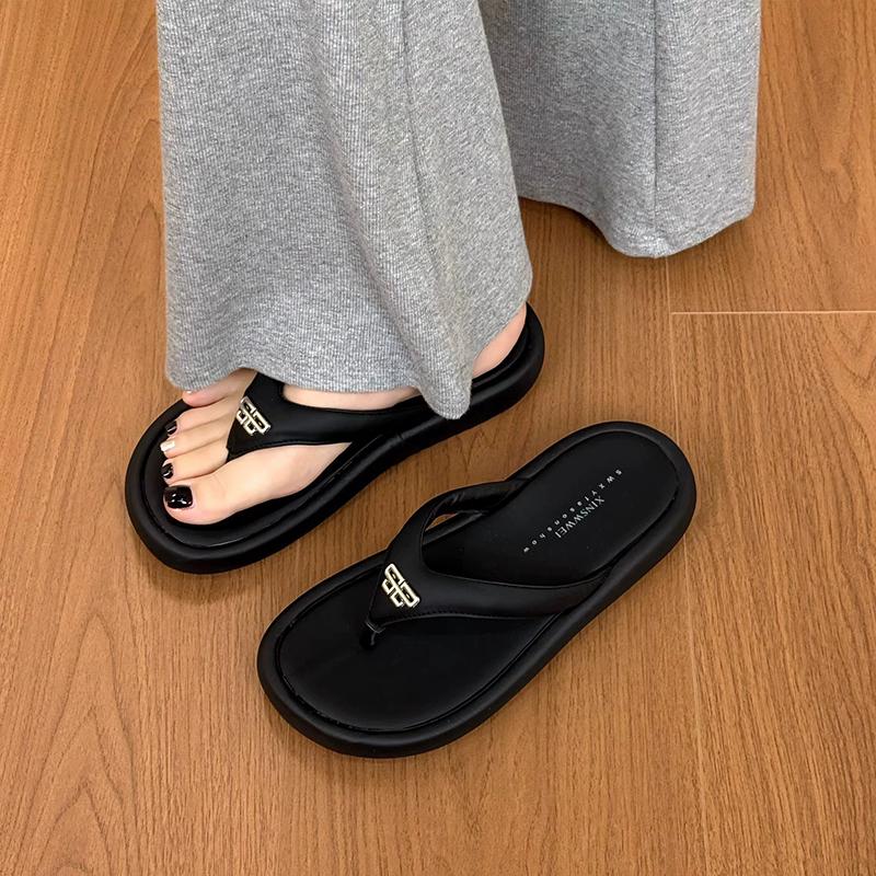 Fashion Shoes Woman's Slippers Rubber Flip Flops Slides Platform Shale Female Beach 2025 Hawaiian Soft Sabot Casual Leisure Rubber Flip