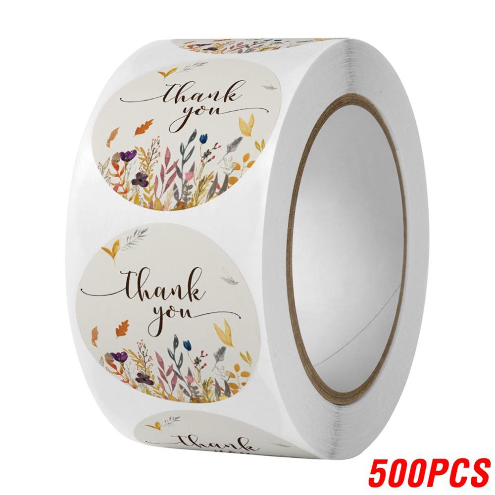 100-500pcs Thank You Round Sticker Scrapbook Envelope Seal Sticker Gift Flower Decoration Stationery Label Stickers