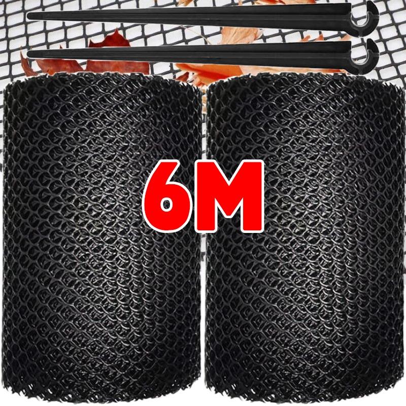 Outdoor Anti-Falling Net Straight Hooks Plastic Leaves Twigs Branches Drain Protector Adjustable Garden Gutter Guard Mesh Cover
