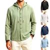 Men's Color Hooded Long Sleeve Casual Loose Fit Shirt