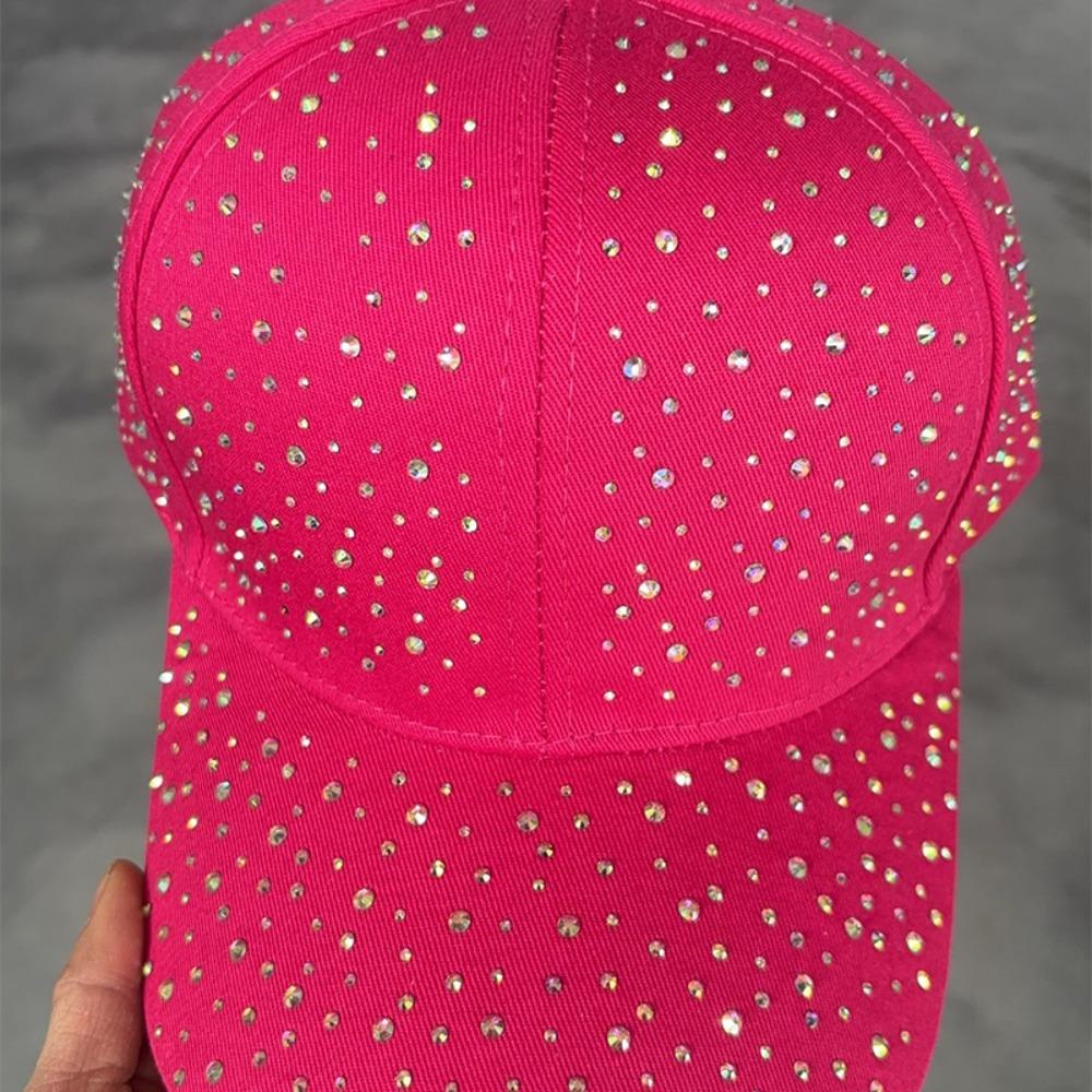 Cotton Full Rhinestone Baseball Hat Solid Color Sunscreen Hat Hotfix Rhinestones Baseball Cap Girl