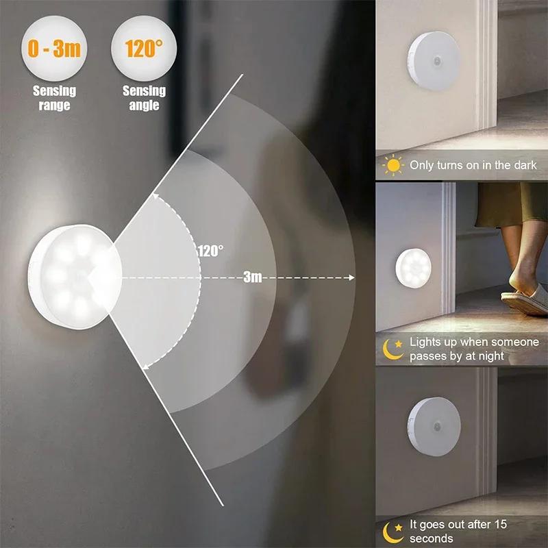 6-Pack Under Cabinet Lighting, Rechargeable Motion Sensor Puck Lights, 3Color Temps Night Light, Magnetic Stick on Lamp