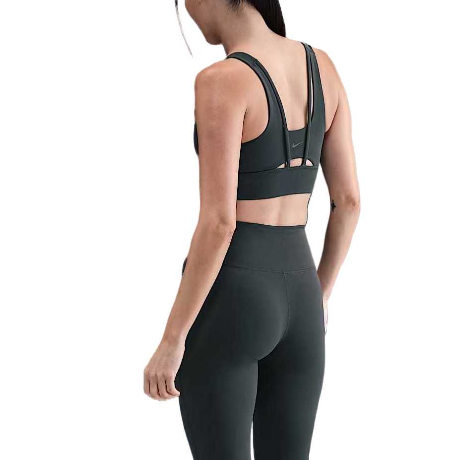 Nike Women's Zenvy Longline Neutral Olive Medium Support Sports Bra DO6620-391