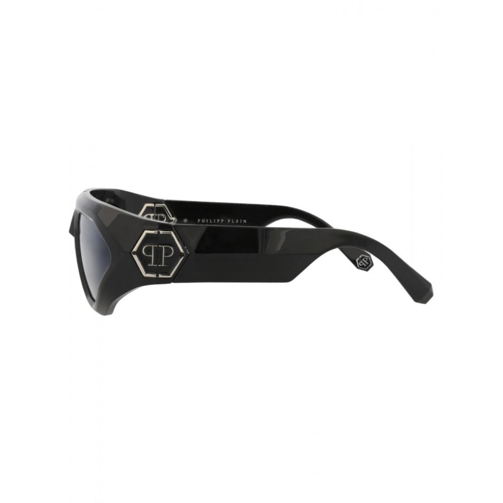 Philipp Plein Nylon Sunglasses Black Black Silver Shield Frame