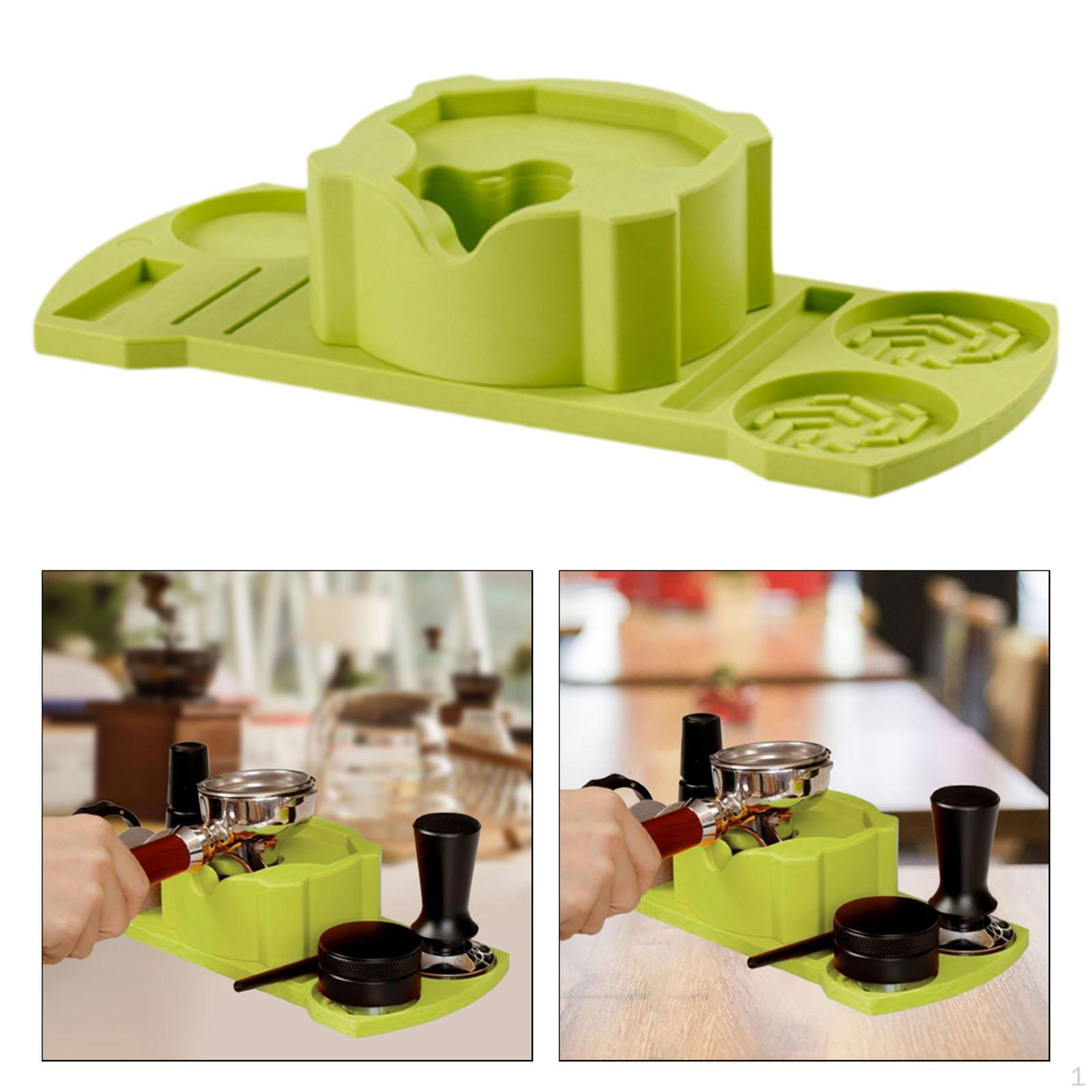 

Органайзер для кофе для стойки раздачи эспрессо с силиконовым ковриком для трамбовки зелёный