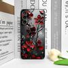 Retro Artistic Red Flower Plum Blossom Pattern Phone Case for Samsung Galaxy S25 S24+ S23 Ultra S22 Plus S21 FE M53 Soft Covers