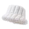 New Autumn Winter Faux Fur Bucket Hat Outdoor Fashion Solid Color Stripes Thick Warm Fisherman Hats Wide Brim Ski Panama Cap
