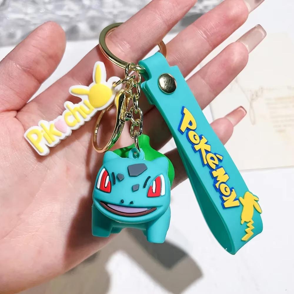 Pikachu Keychain Anime Action Figure Toy Cute Kawaii Cartoon Fashion Charmander Psyduck Doll Keyring Car Bag Widget Kid Gift