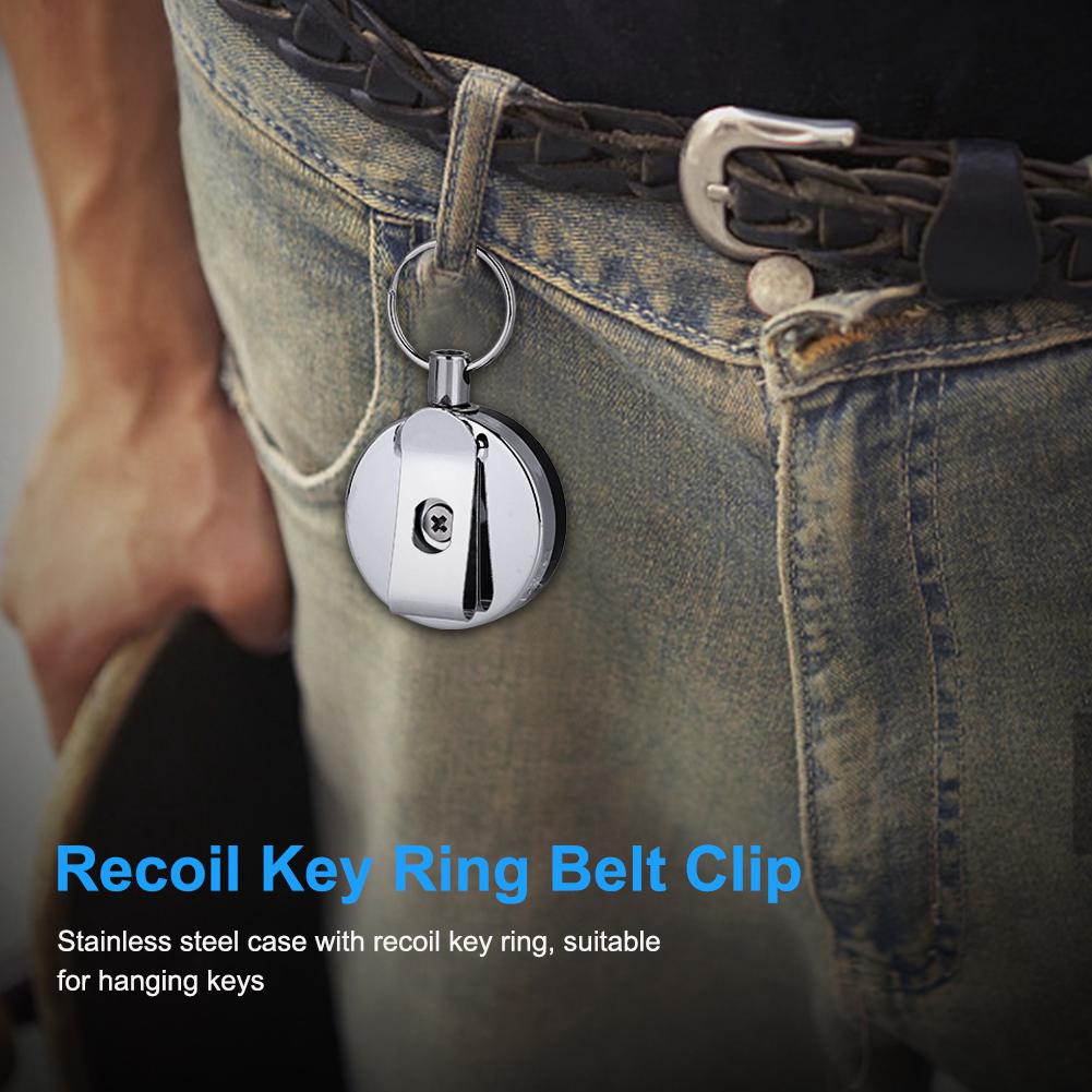 Retractable Holder Steel Key Belt Clip Pull Chain Metal Card Badge