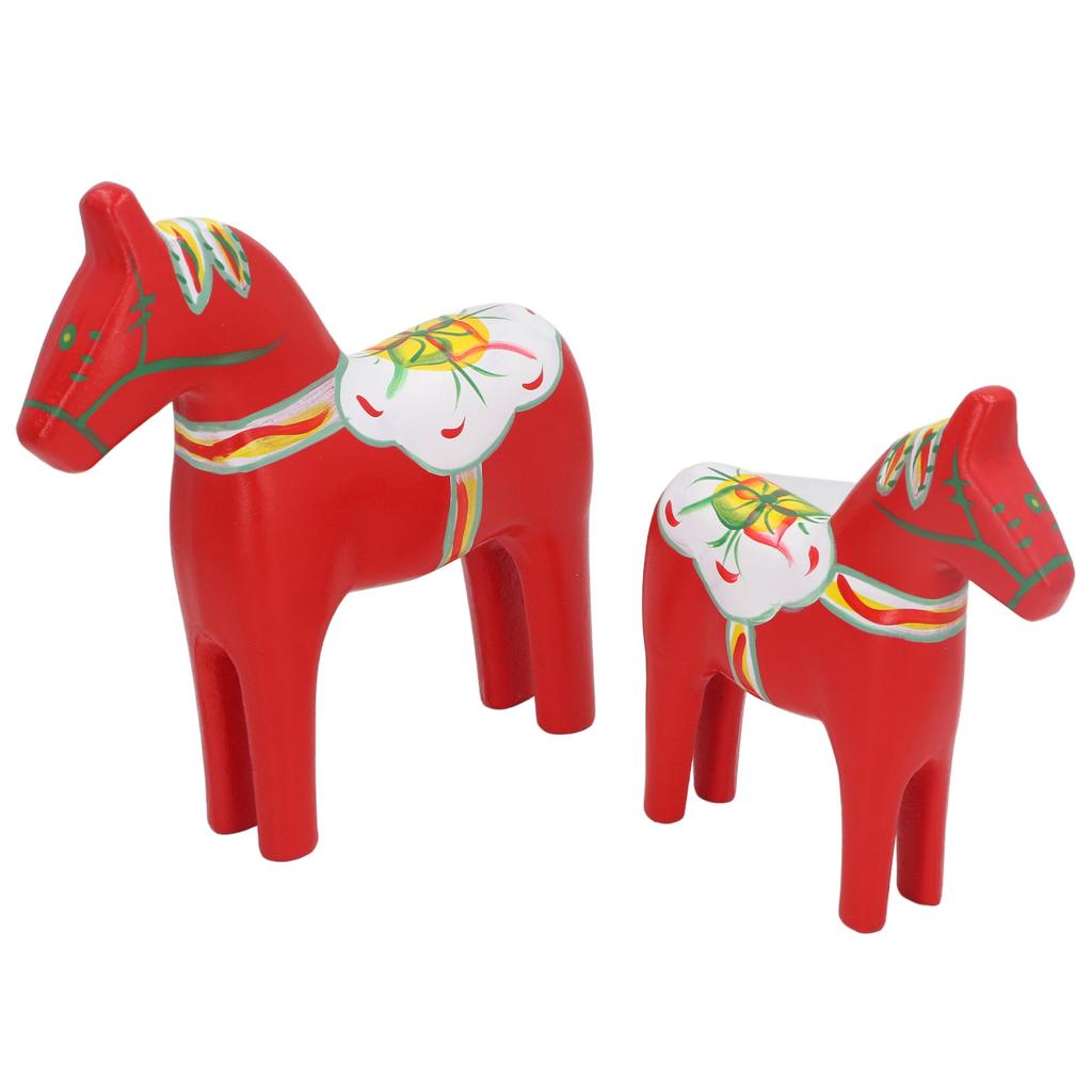 1 Pair Swedish Dala Horse Decor Wooden Traditional Painted Dalecarlian Horse Statue Figurine Home Ornament Handicraft