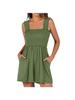 2026 New Lightweight European & American Sleeveless Square Neck Smocked Jumpsuit with Wide-Leg Shorts
