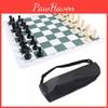 Compact Chess Set With High Quality Resin Pieces And Faux Leather Bag 65mm King Height And 34cm Board