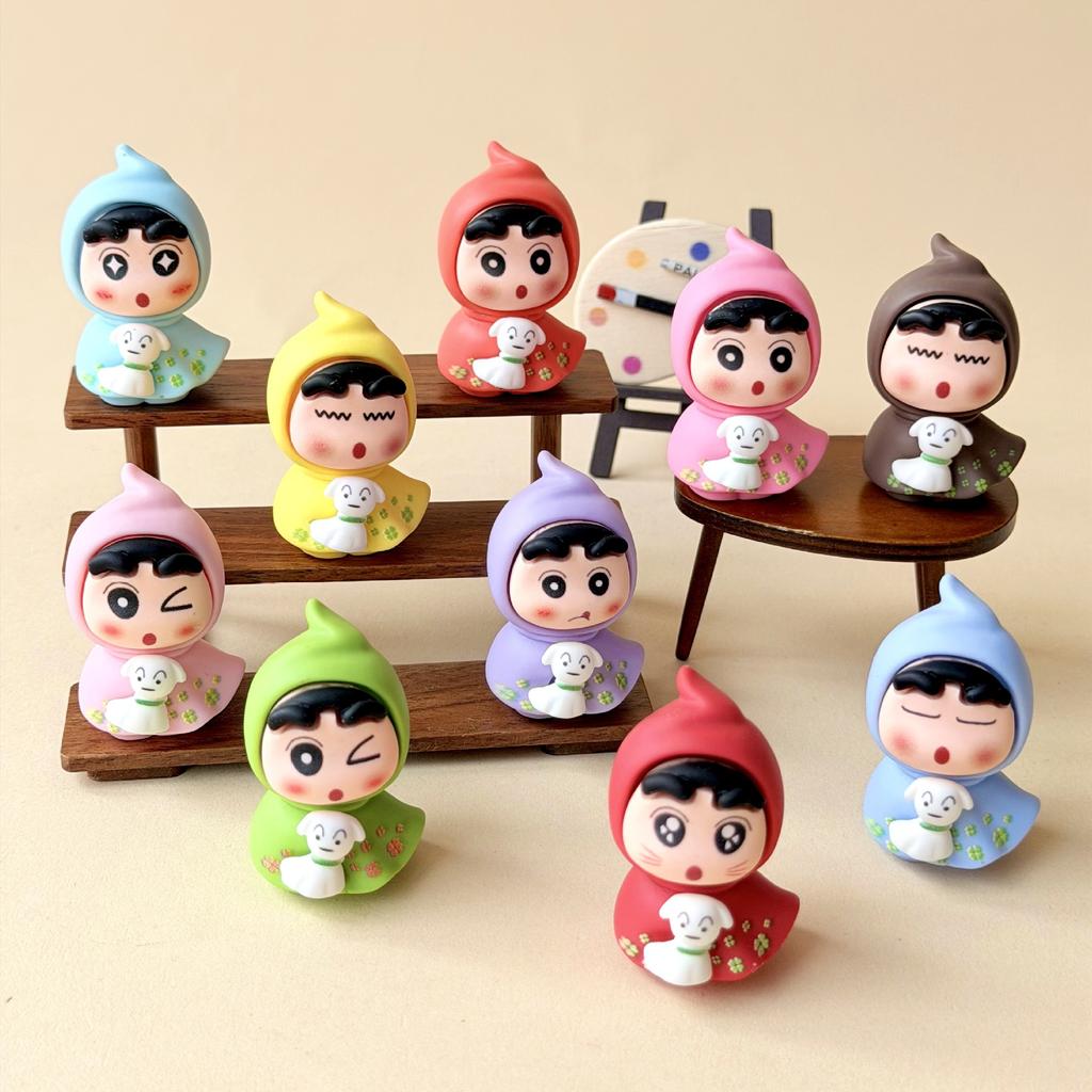 9Pcs/Set Anime Crayon Shin-Chan Mini Figurine Toy Afro Serise Collectible Model Doll Fans Gift