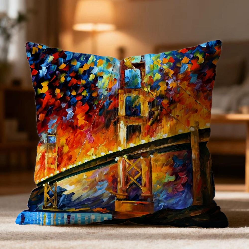 Fashion L-Lleonid afremov oiled Cushion Cover Soft Washable Pillow Case Multi-Scene for Couch Bed Travel Office Use