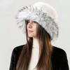 Ins Fluffy Plush Big Brim Bucket Hats For Women'S  Winter Faux Fur Thickened Warm Sun Hat Lady  New Fashion Luxury Furry Panama