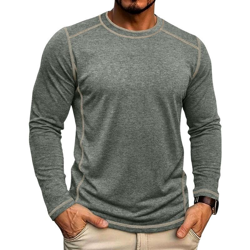 Men's Retro Long Sleeve T-Shirt Casual Soft Basic Tee for Daily Streetwear Outdoor Breathable Spring Autumn Tops