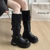 Maillard 2025 nowe kozaki do kolan damskie jesienne temperament super ogień retro wszechstronne buty z klamrą paska