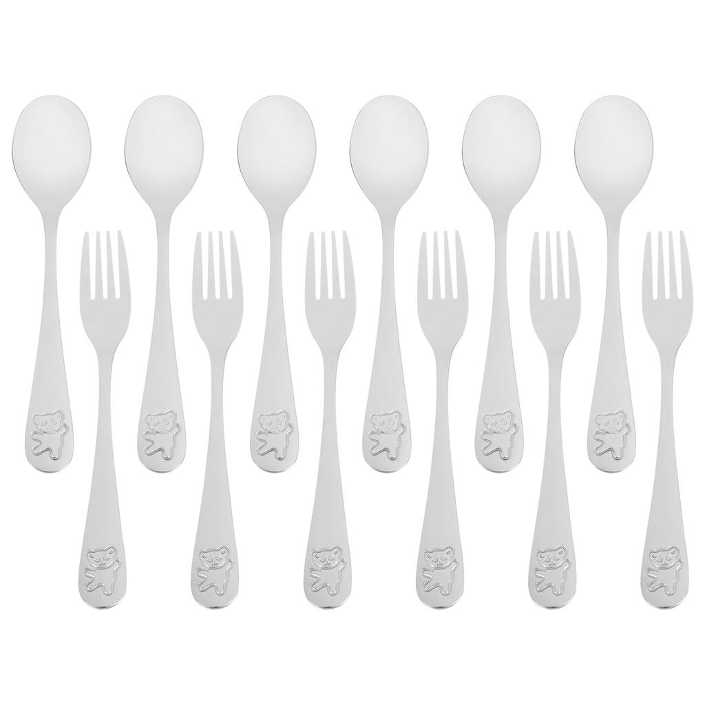 Good-Kids Silverware Stainless Steel Children's Safe Flatware Little Bear Child Spoon And Fork Set Toddler Utensils