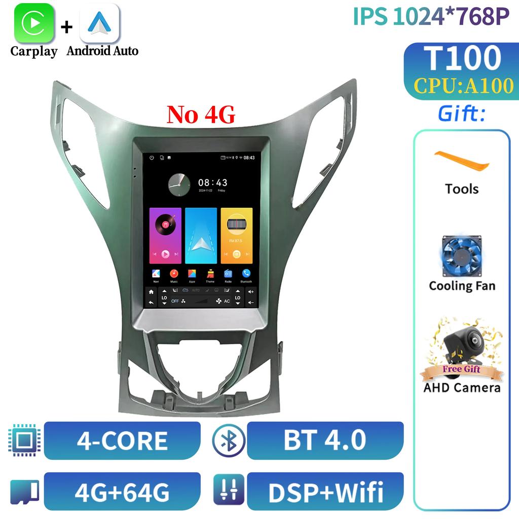 9.7" Android 14 For Hyundai Azera 2011-2012 Car Radio Multimedia Central  Navigation 4G GPS Carplay Android Auto Carplay Screen