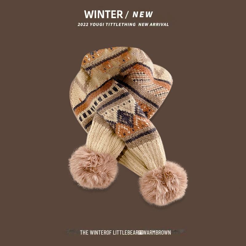 

Уютный вязаный шарф в клетку для детей - теплый, ветрозащитный и милый шейный платок для мальчиков и девочек 1-12 Years