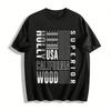 Hollywood California USA Graphic Casual Trendy Daily Tee Pure Cotton T-shirt