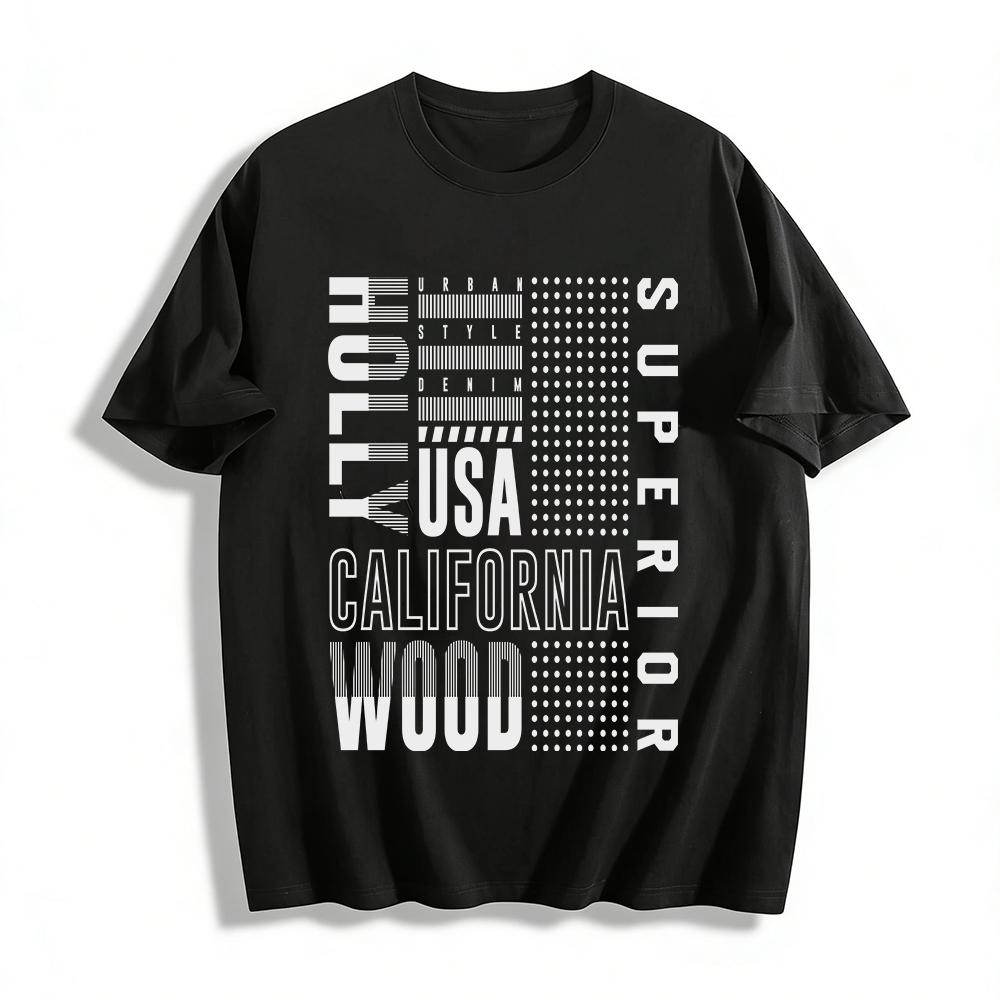 

Hollywood California USA Graphic Casual Trendy Daily Tee Pure cotton T-shirt XXS
