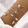European & American Love Knot Alloy Bracelet Set: 4-Piece Creative Geometric Heart Design