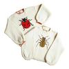 Round Neck Long Sleeve Loose Sweater with Insect Jacquard Pattern - Cute European and American Style